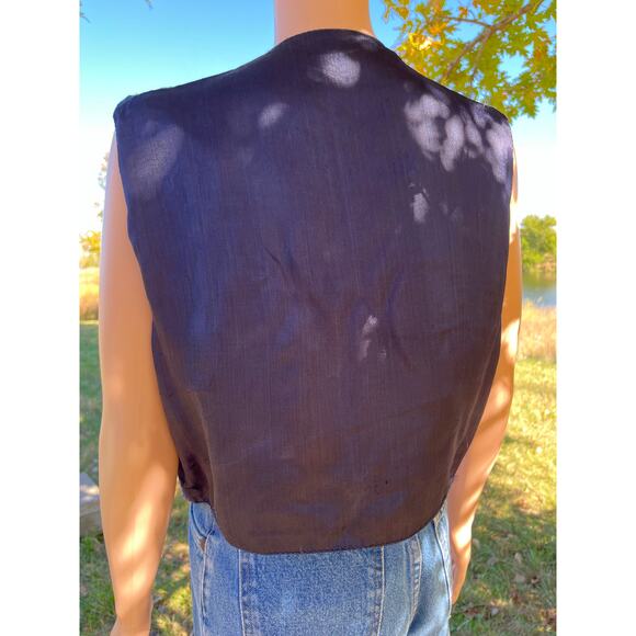 Vintage Navy Blue Leather Vest - Picture 6 of 7